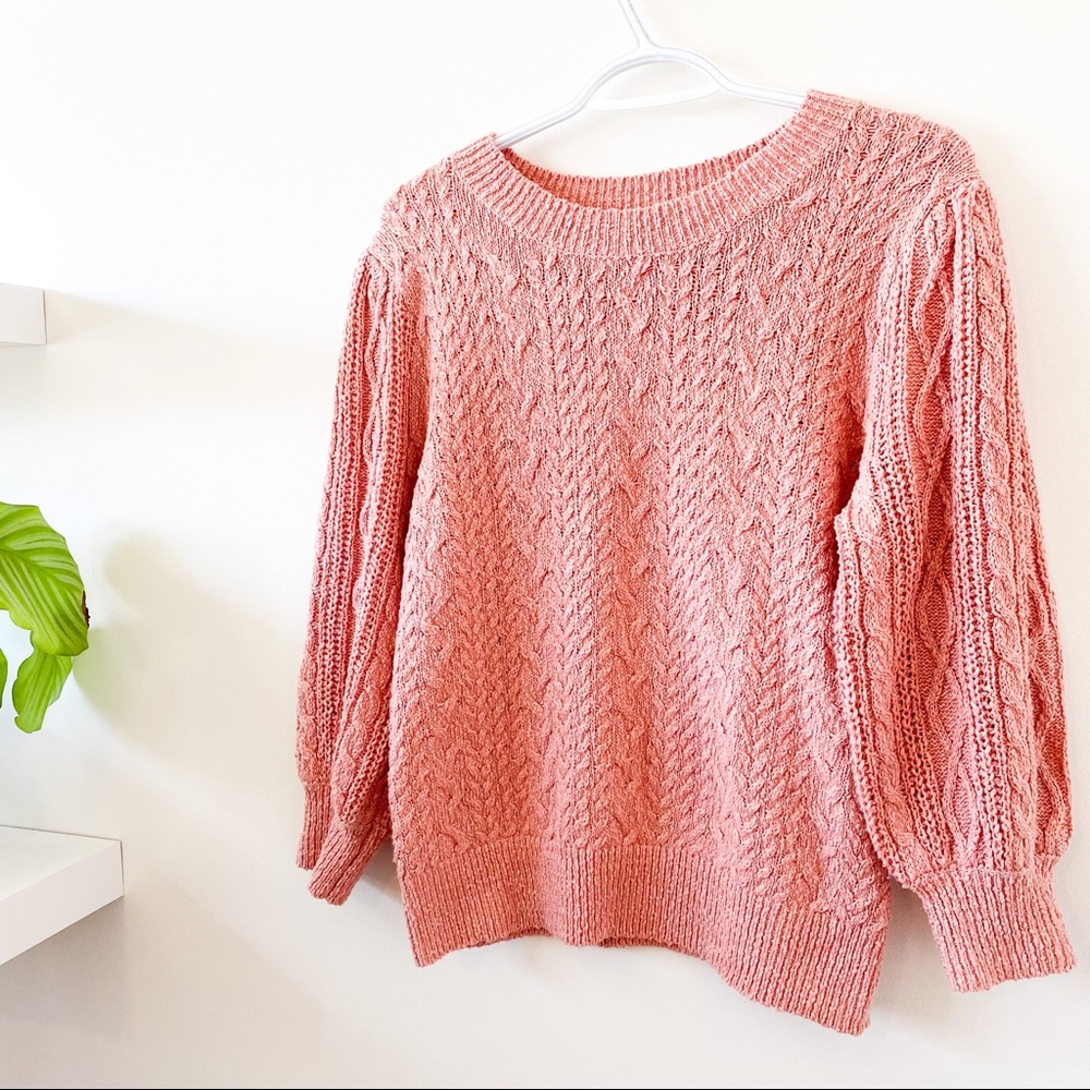 Free People pink cable knit sweater